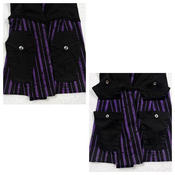 Lip Service Ghoul School Fright Night Out Striped Purple Black Mini Dress Goth - Picture 9 of 16